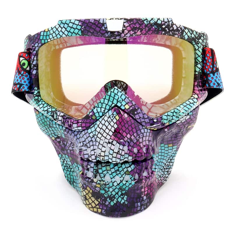 Removable Water Dye Frame Skull Motorcycle Mask MO007-1-05