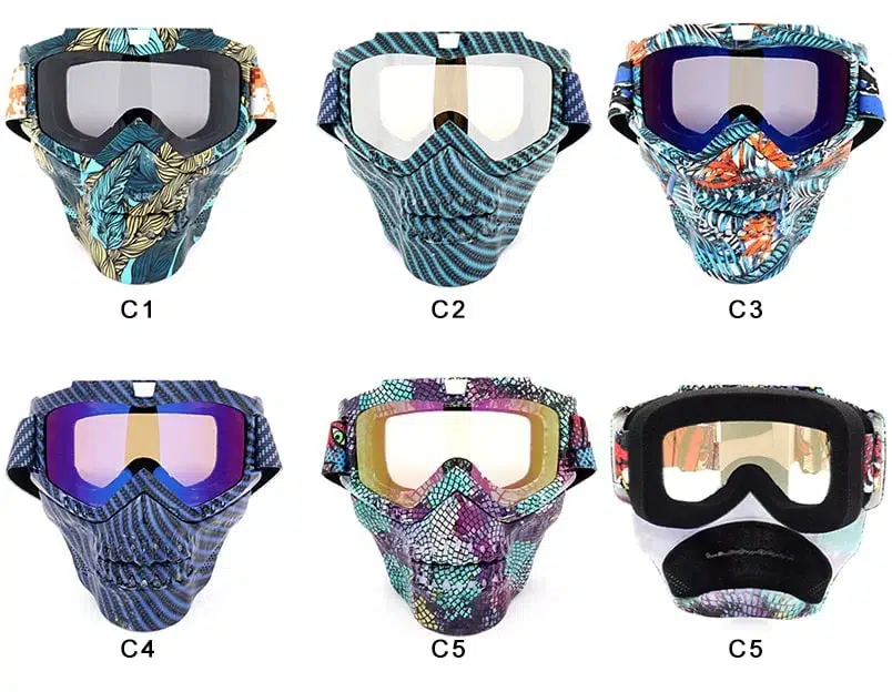 detachable skull motorcycle goggles mask mo007-1
