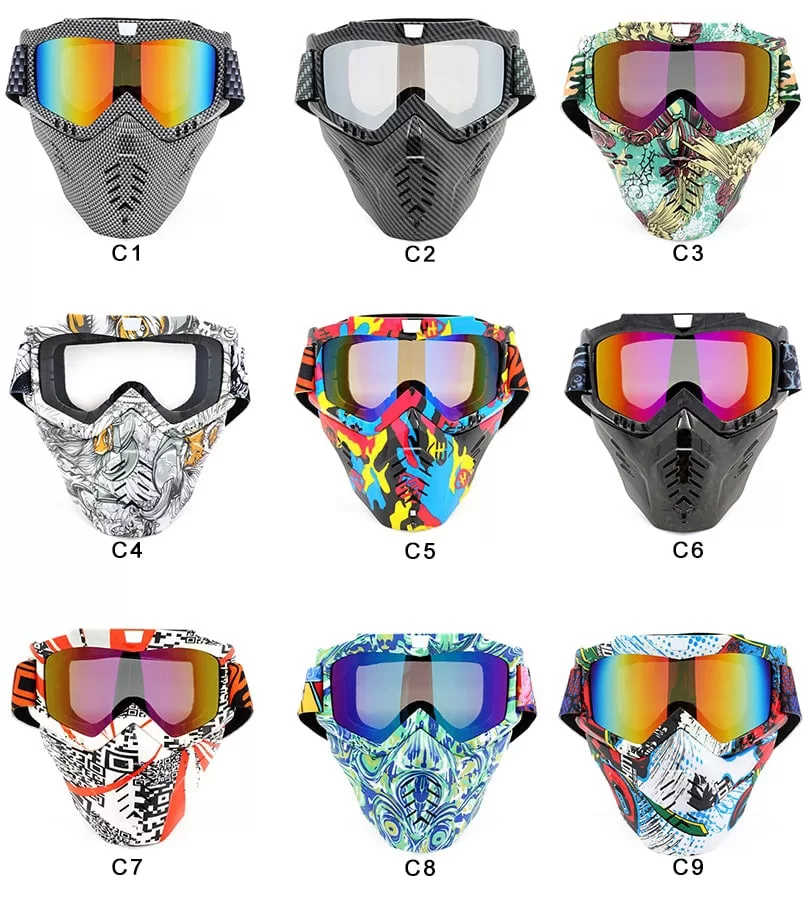 detachable water dye frame motorcycle mask mo007-2